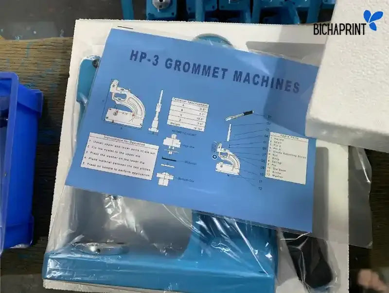 Máquina de ojales prensa manual Banner Letrero gigantografia Hp3 caja