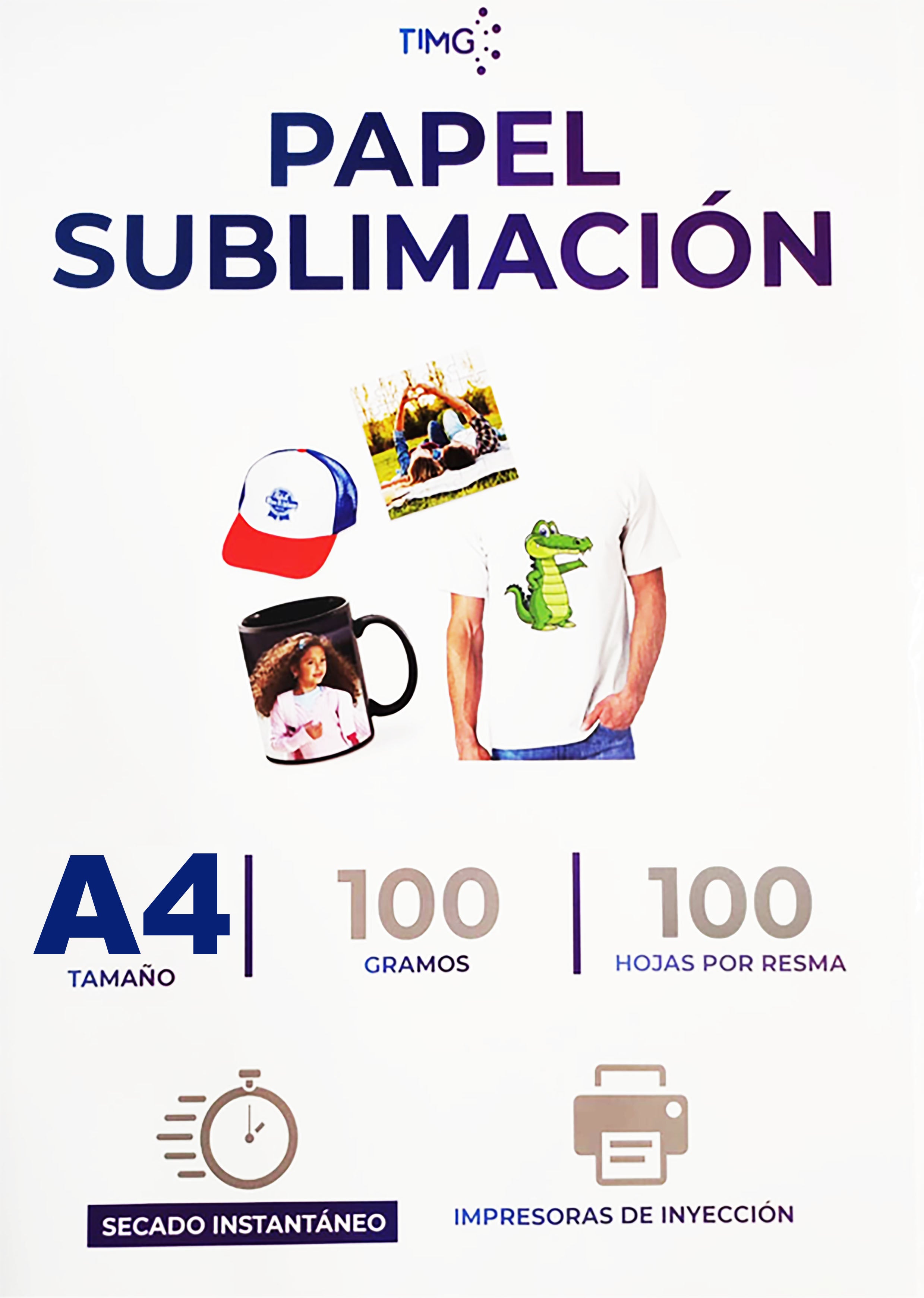 Papel sublimación A4 Secado instantáneo 100 hojas