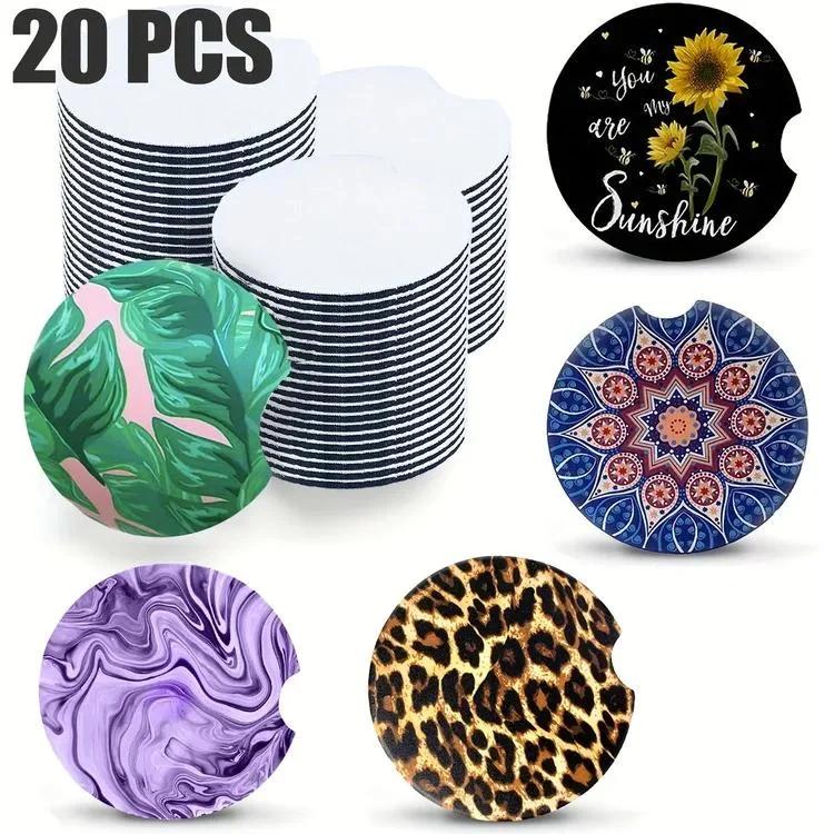 Sublimation Car Coasters - Pack of 20/50/100, 2.75" Round Blank Coasters