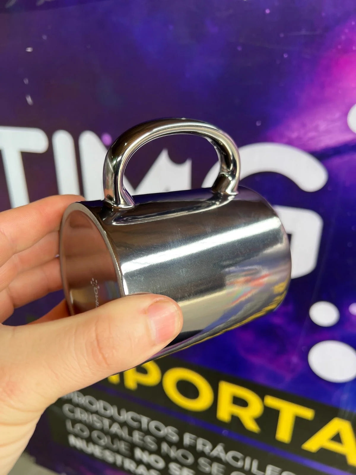 Shiny metallic ceramic bowl 11oz silver