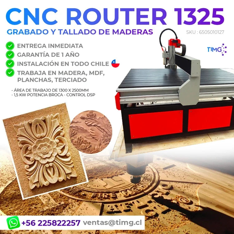 CNC router 1325 tallado en maderas y otros - 1 5 KW de potencia