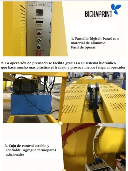 Máquina de Sublimación de Calor Plano dual Hidráulica 80x100 y más