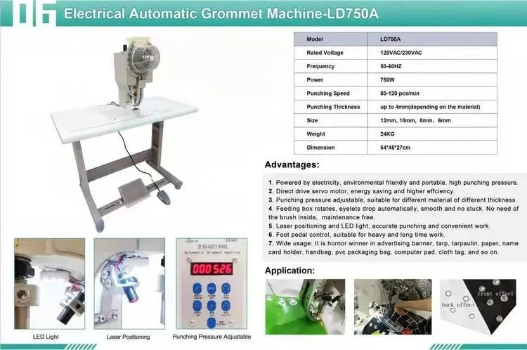 Maquina automatica de Ojetillos BD750A Banner gigantografia