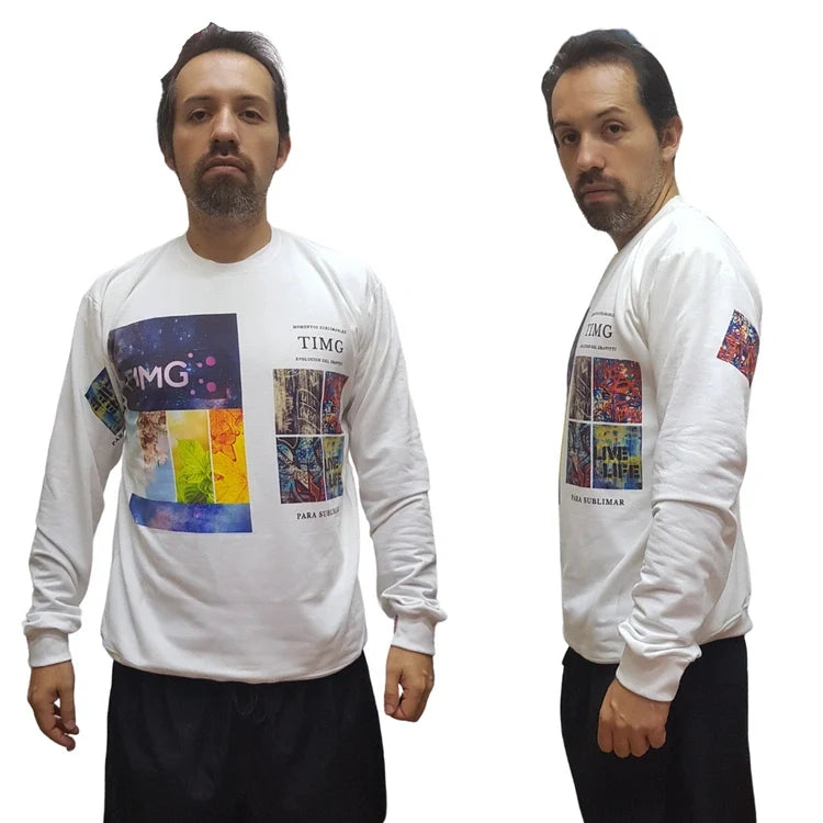 Poleras Sublimables de Varon Blanco Perla S al XL