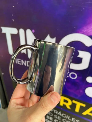 Tazon de Ceramica metalizado brillante 11oz silver