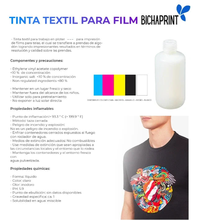 Tinta Textil para Film - DTF - Todos los colores