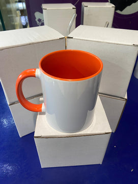 Taza sublimable 11oz con fondo y asa de color
