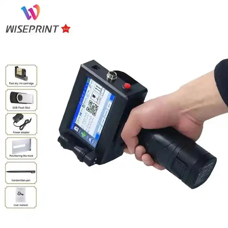 WISEPRINT TIJ Easy Carry Use Print Logo Numbers Code Small Portable Handheld Inkjet Printer