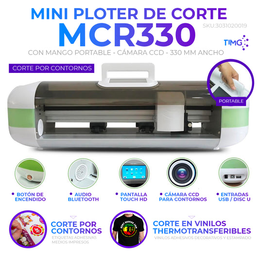 Mini ploter de corte portátil - modelo MCR330 - 330mm de ancho - cámara CCD corte por contorno