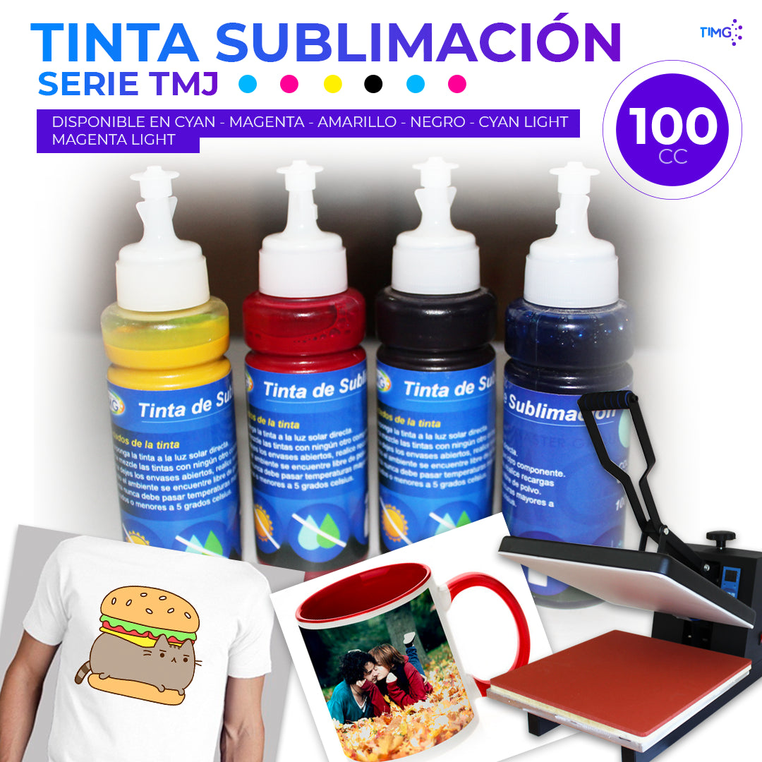Tinta para sublimación botella de 100cc TMJ colores C-M-Y-K