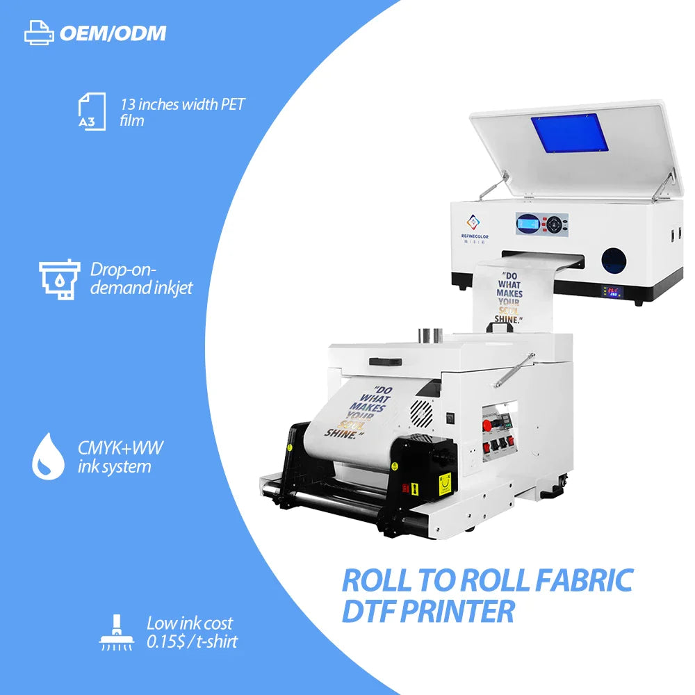 Impresora DTF RefineColor XP600 - Máquina de impresión en tela A3